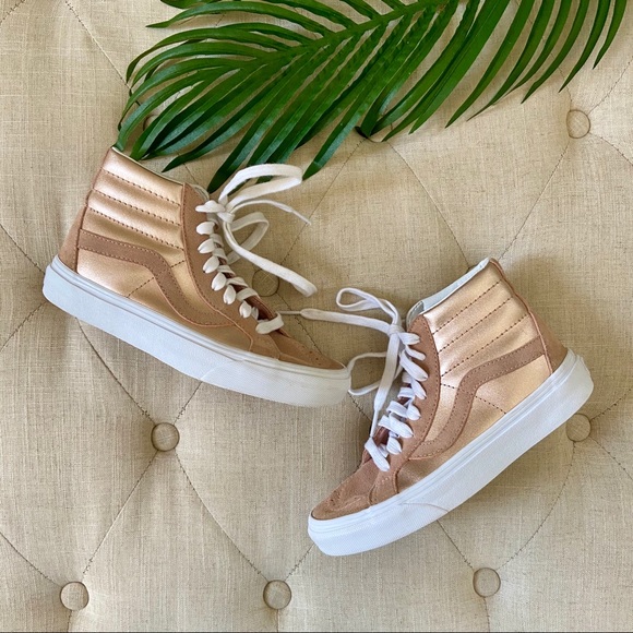 rose gold high top vans